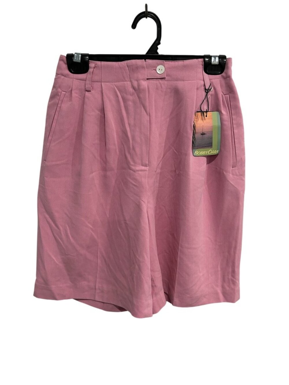 Bobby Chan Pink Silk Blend Pleated Front Casual Shorts Size 8 Preppy Boho NWT